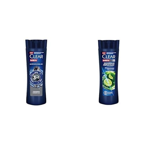 Clear Men 3 in 1 Şampuan & Duş Jeli Arındırıcı Kömür Saç Yüz Vücut İçin ve Clear Men Kepeğe Karşı Etkili Şampuan Maksimum Ferahlık 350 ml