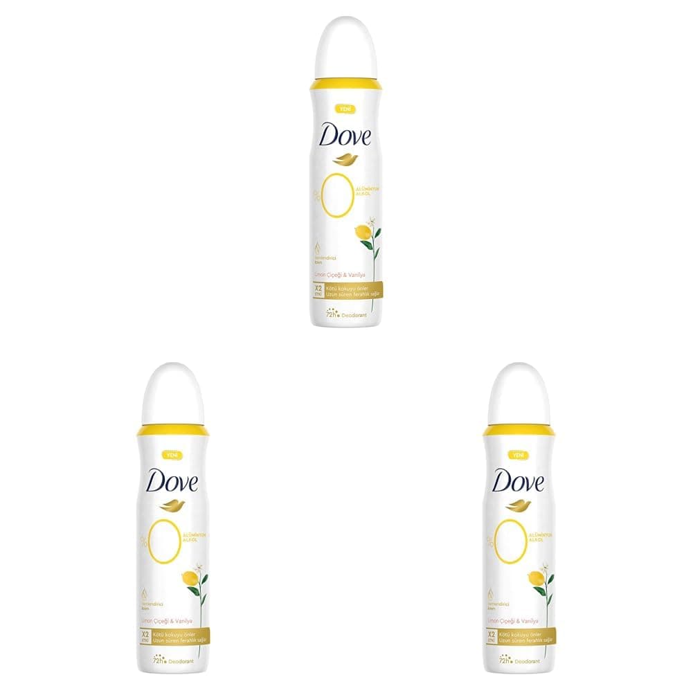 Dove Kadın Deodorant%0 Alüminyum Limon Çiçeği & Vanilya 150ml (3 paketi)