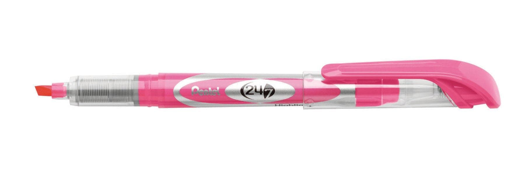 Pentel Fosforlu - Likit Mürekkep, Şeffaf Gövde, Kalem Tipi PEMBE