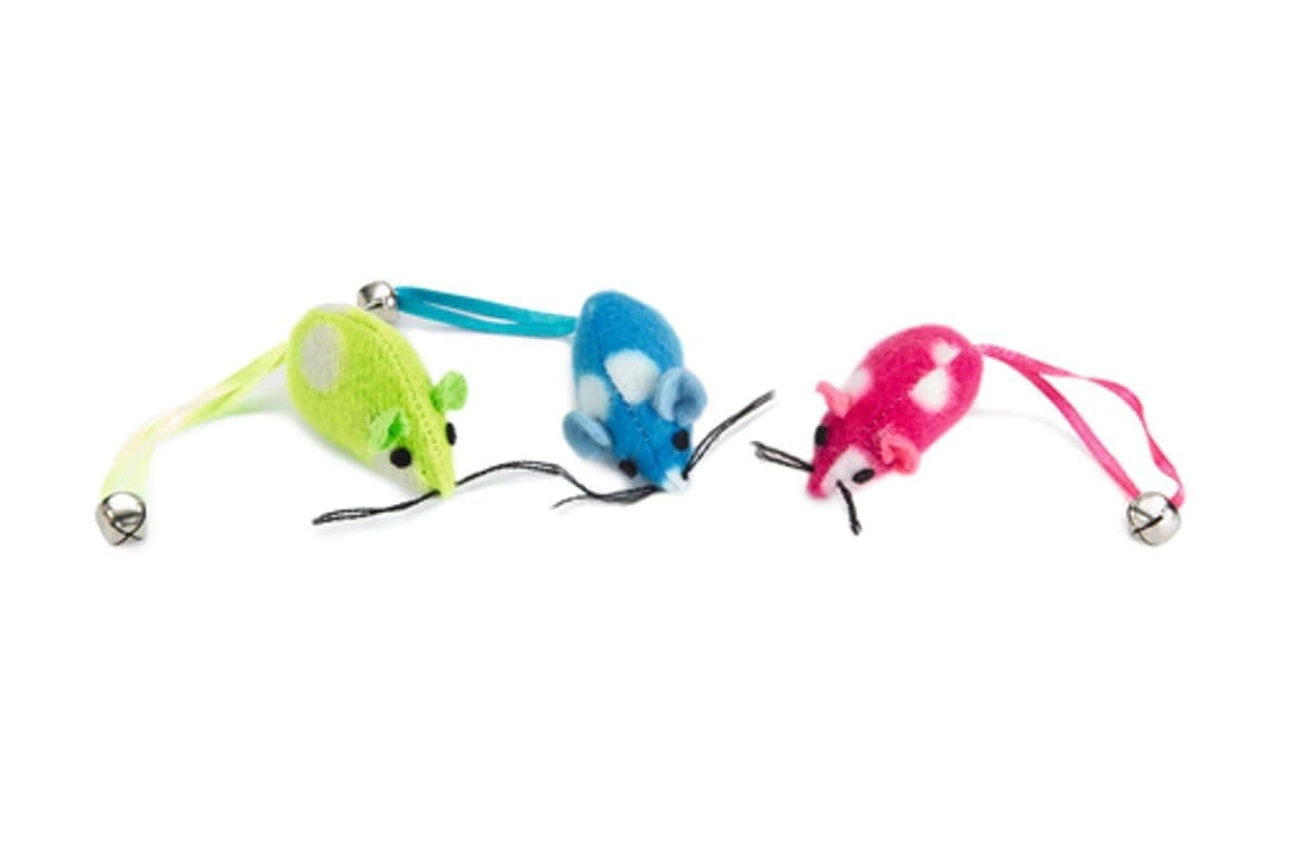 Beeztees Kedi Oyuncağı, Peluş Zilli Fare, 3 Adet, 5cm