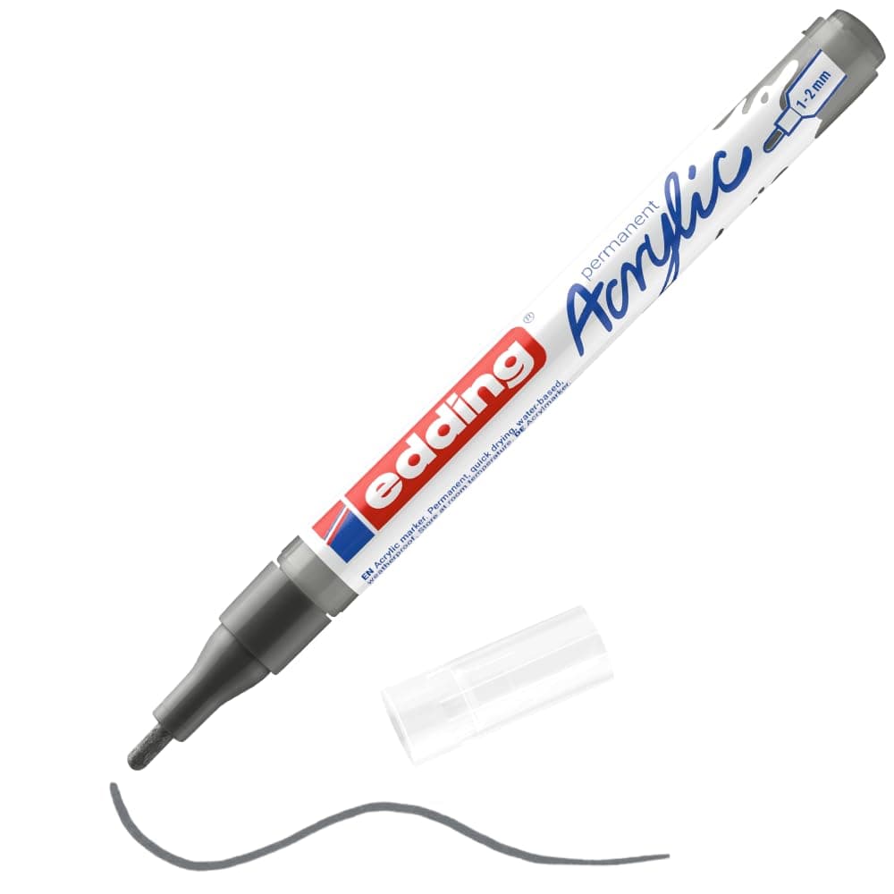 edding 5300 akrilik markör ince - gri - 1 su geçirmez akrilik markör - ince yuvarlak uçlu 1-2 mm