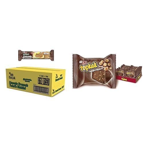 Eti Burçak Limonlu Kremalı Yulaflı Bisküvi 100 g x 12 Adet ve Eti Topkek Fındıklı Kakaolu Kek 35 g x 24 Adet