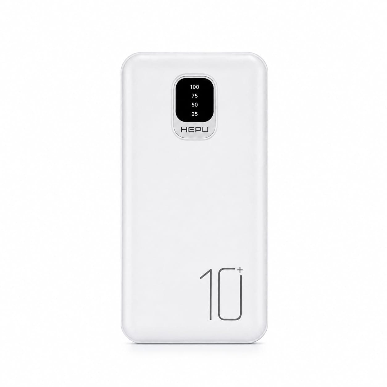 HEPU HP-TP01 Titan Series 10.000 mAh Dahili Entegre Kablolu Hızlı Şarj Powerbank – Qualcomm Quick Charge 3.0 LED Göstergeli Taşınabilir Şarj Cihazı (Beyaz)