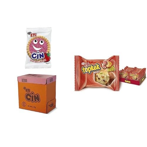 Eti Cin Çilekli Bisküvi 25 g x 36 Adet ve Eti Topkek Meyveli Kek 40 g x 24 Adet