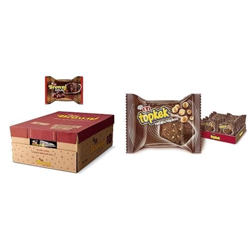 Eti Browni Gold Vişne Soslu Çikolatalı Kek 45 g x 24 Adet ve Eti Topkek Fındıklı Kakaolu Kek 35 g x 24 Adet