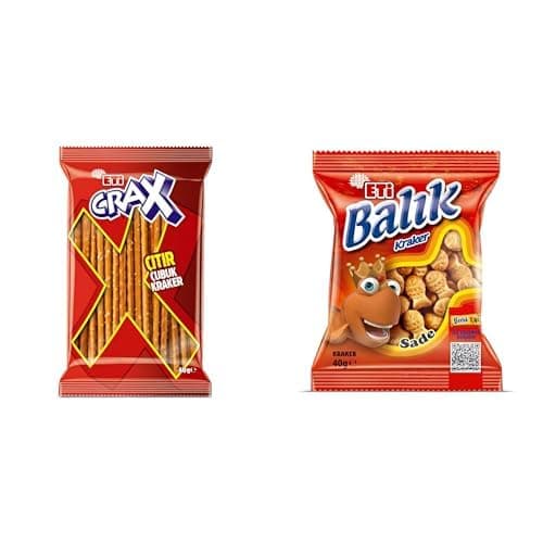 Eti Crax Sade Çubuk Kraker 40 g x 34 Adet x1 + Eti Balık Kraker 40 g x 16 Adet x1