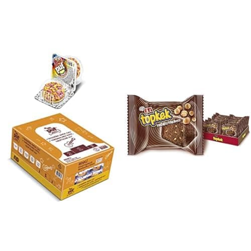Eti Puf Renkli Bisküvi 18 g x 48 Adet ve Eti Topkek Fındıklı Kakaolu Kek 35 g x 24 Adet