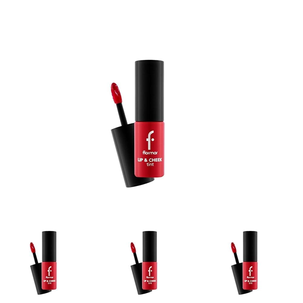 Flormar Lip & Cheek Tint - Mat ve Kalıcı Su Bazlı Likit Dudak/Yanak Renklendiricisi 001 SCARLET RUBY (4 paketi)