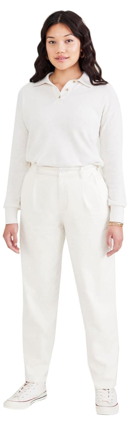 Dockers High Waist Pleated Original Khaki Tapered Pantolon Klasik Pantolon Kadın