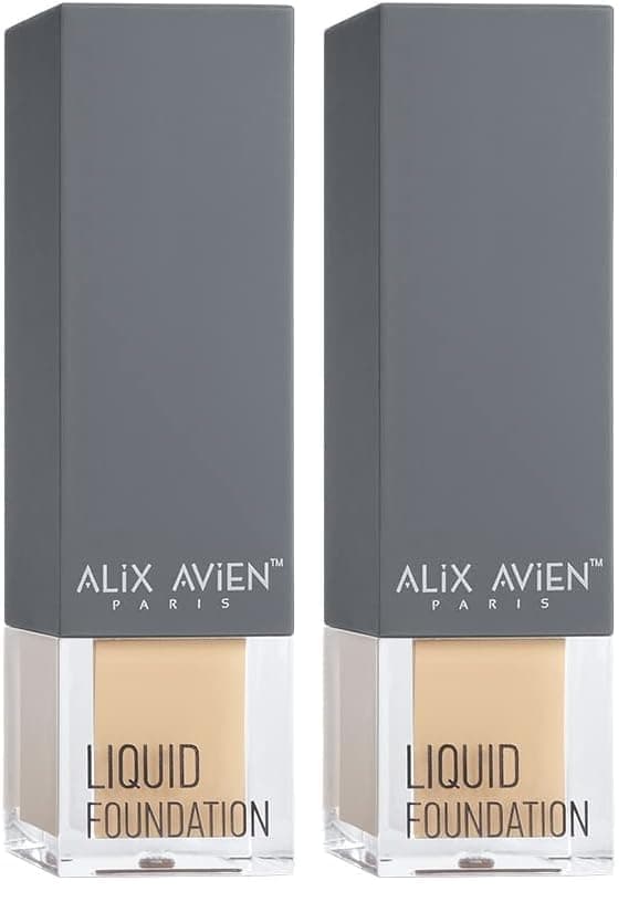 ALIX AVIEN Güneş Koruyucu SPF35+ Nemlendirici Etkili Kremsi Likit Fondöten - Liquid Foundation 311 Deep Beige (2 paketi)