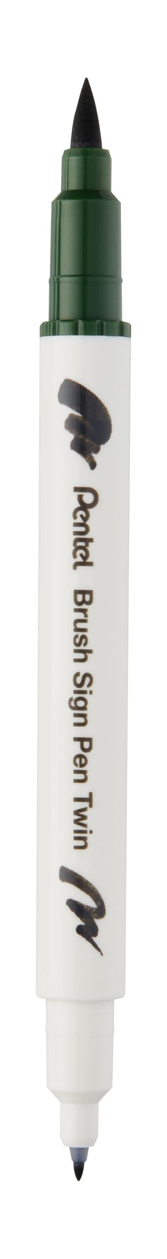 Pentel Brush Sing Pen Twin Çift Taraflı Fırça Uçlu Kalem ZEYTİN YEŞİLİ