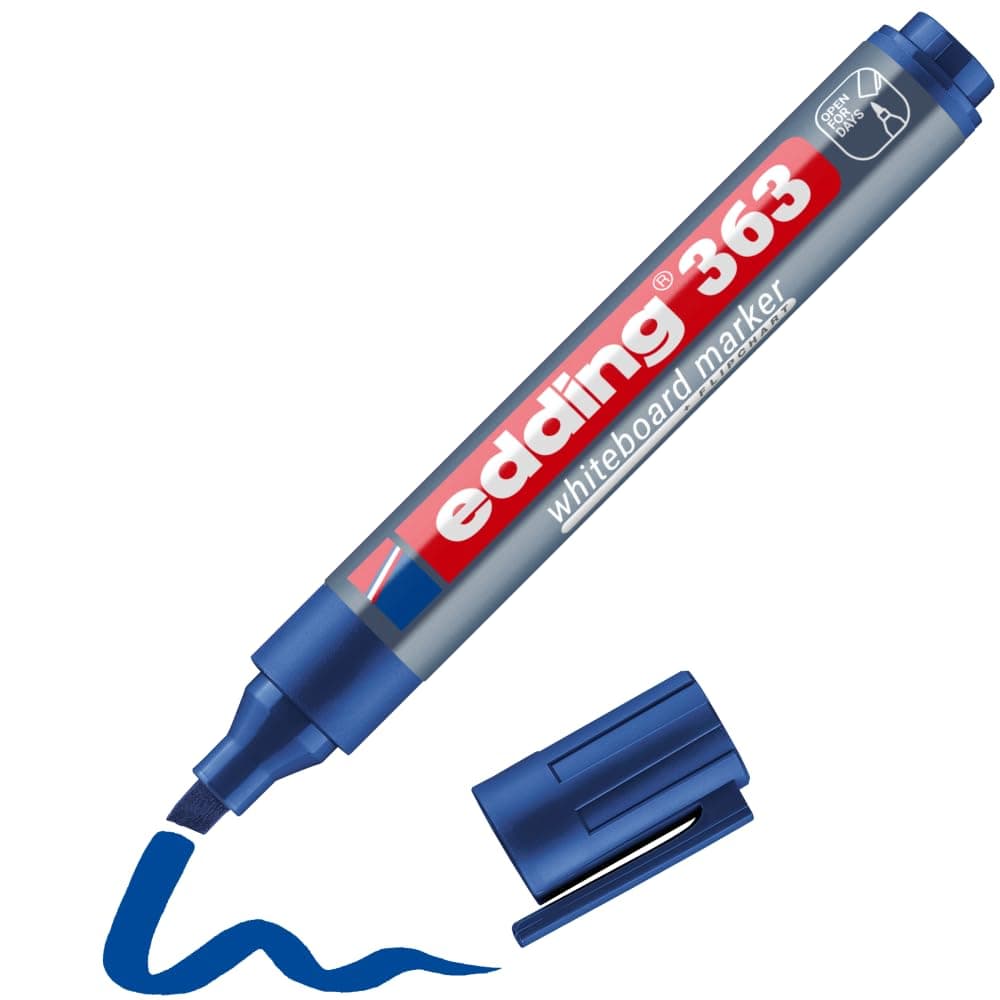edding 363 beyaz yazı tahtası kalemi - mavi - 1 kalem - 1-5 mm kesik uçlu - yeniden doldurulabilir