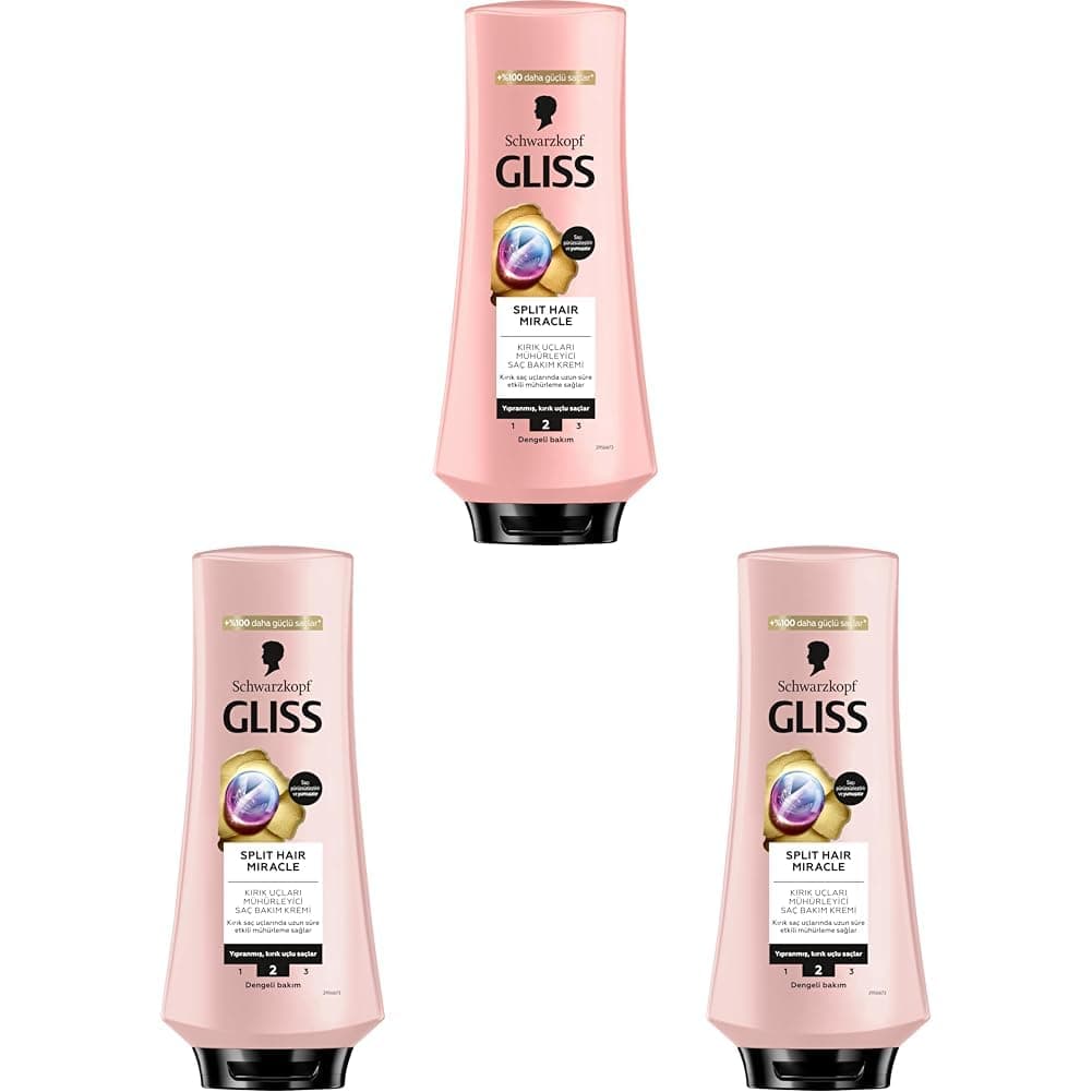 Gliss Split Hair Miracle Kırık Uçları Mühürleyen Saç Bakım Kremi 360 ml 3lü paket