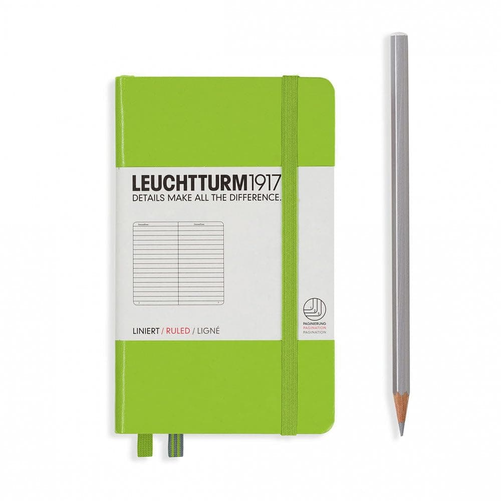 Leuchtturm1917 Not Defteri Cep Boy (A6), Sert Kapak, 187 Numaralandırılmış Sayfa, Çizgili, Lime Yeşil