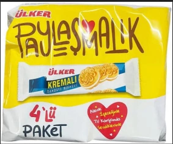 ÜLKER Sade Kremalı Bisküvi, 61 Gr, 4'lü Paket