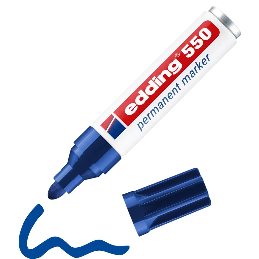 edding 550 permanent markör - mavi - 1 kalem - 3-4 mm yuvarlak uçlu