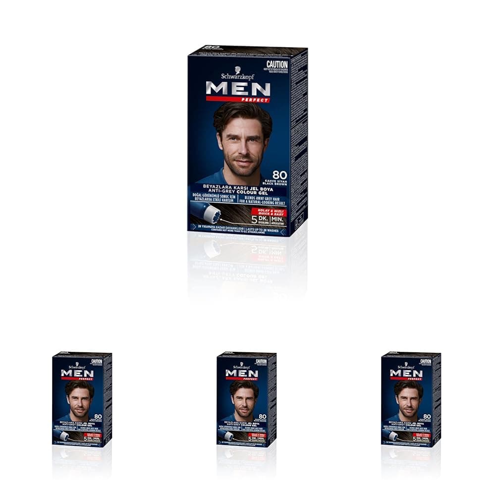 Schwarzkopf Men Perfect Saç Boyası 80 - Kahve Siyah, 80 Ml (4 paketi)