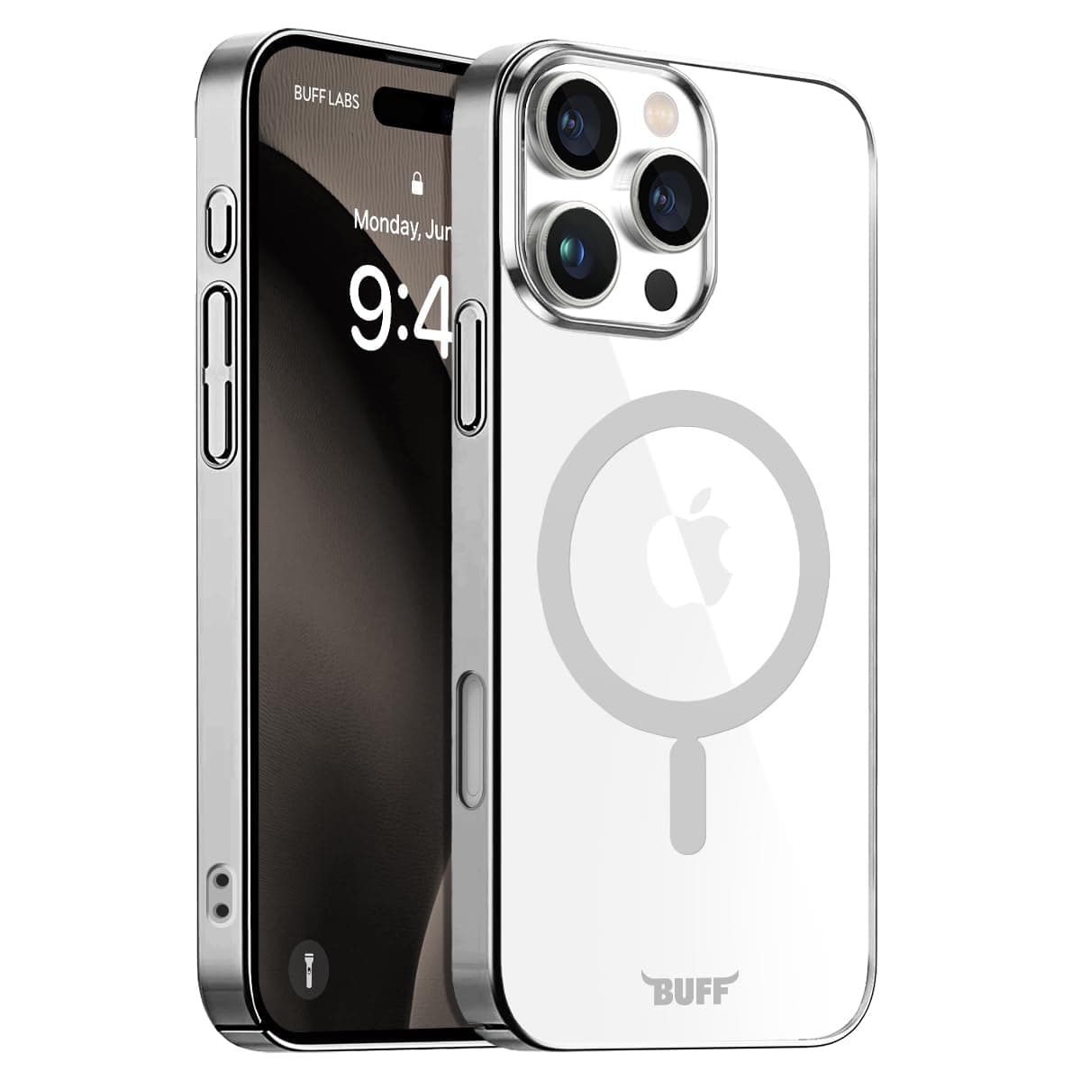BUFF LABS iPhone 16 Pro Max ile Uyumlu MagSafe Uyumlu Slim Fit Kılıf Kablosuz Şarj Destekleyen Sararmaya Karşı Korumalı Kapak (Gümüş)