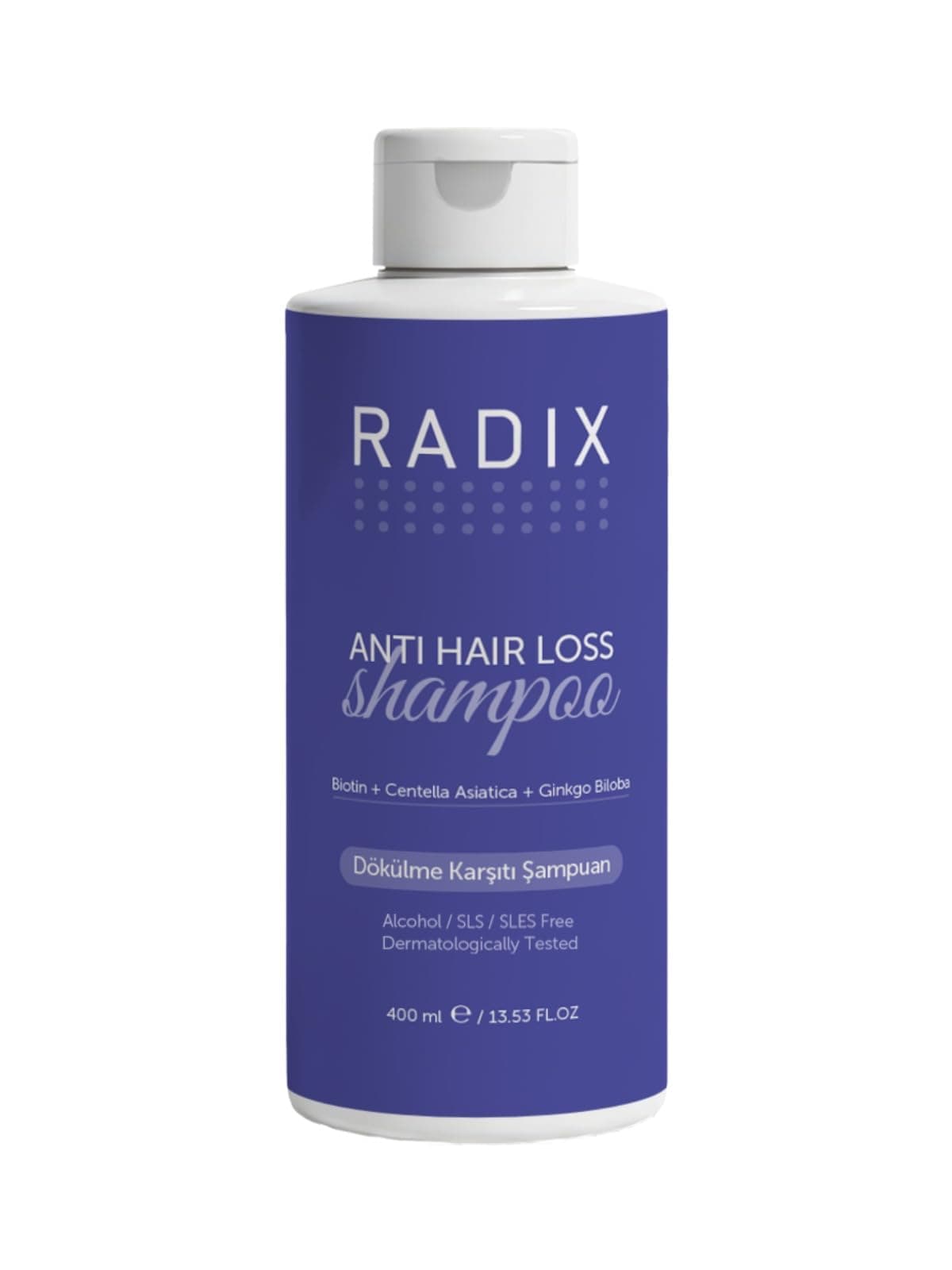 Radix Saç Dökülme Karşıtı Şampuan, 400 ml, Sülfatsız ve Tuzsuz, Tüm Saç Tipleri için, Biotin ve Bitki Ekstraktlı, Unisex