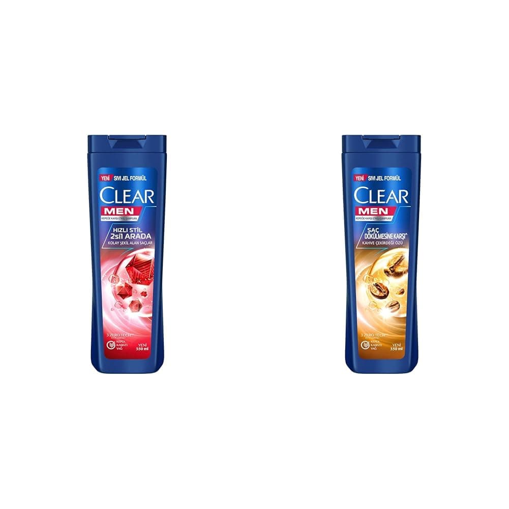 Clear Men Kepeğe Karşı Etkili Şampuan Hızlı Stil 2'si 1 Arada Kolay Şekil Alan Saçlar 350 ml Mavi(1) Clear Men Kepeğe Karşı Etkili Şampuan Saç Dökülmesine Karşı Kahve Çekirdeği Özü 350 ml(1)