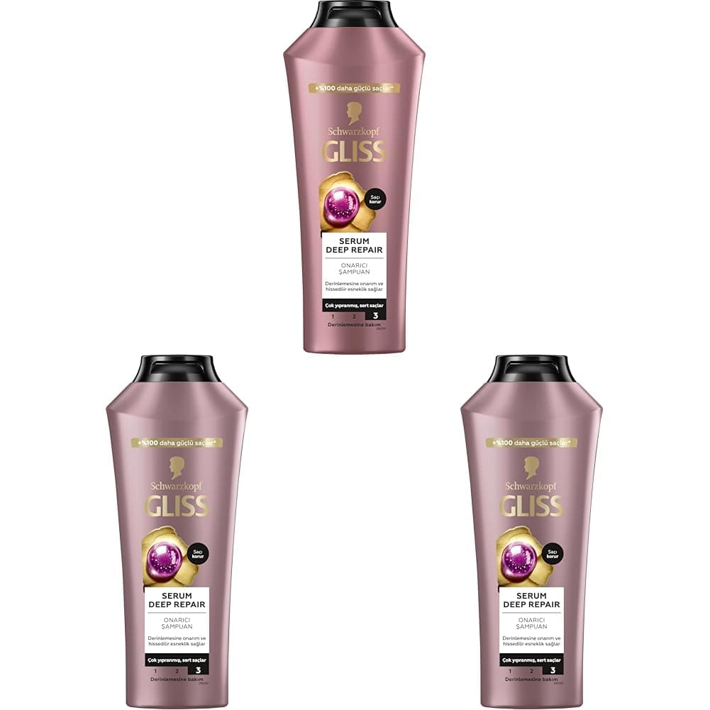 Gliss Serum Deep Repair Biotin Kompleksi ve Şakayık Çiçeği Özlü Şampuan 400ml 3lü paket