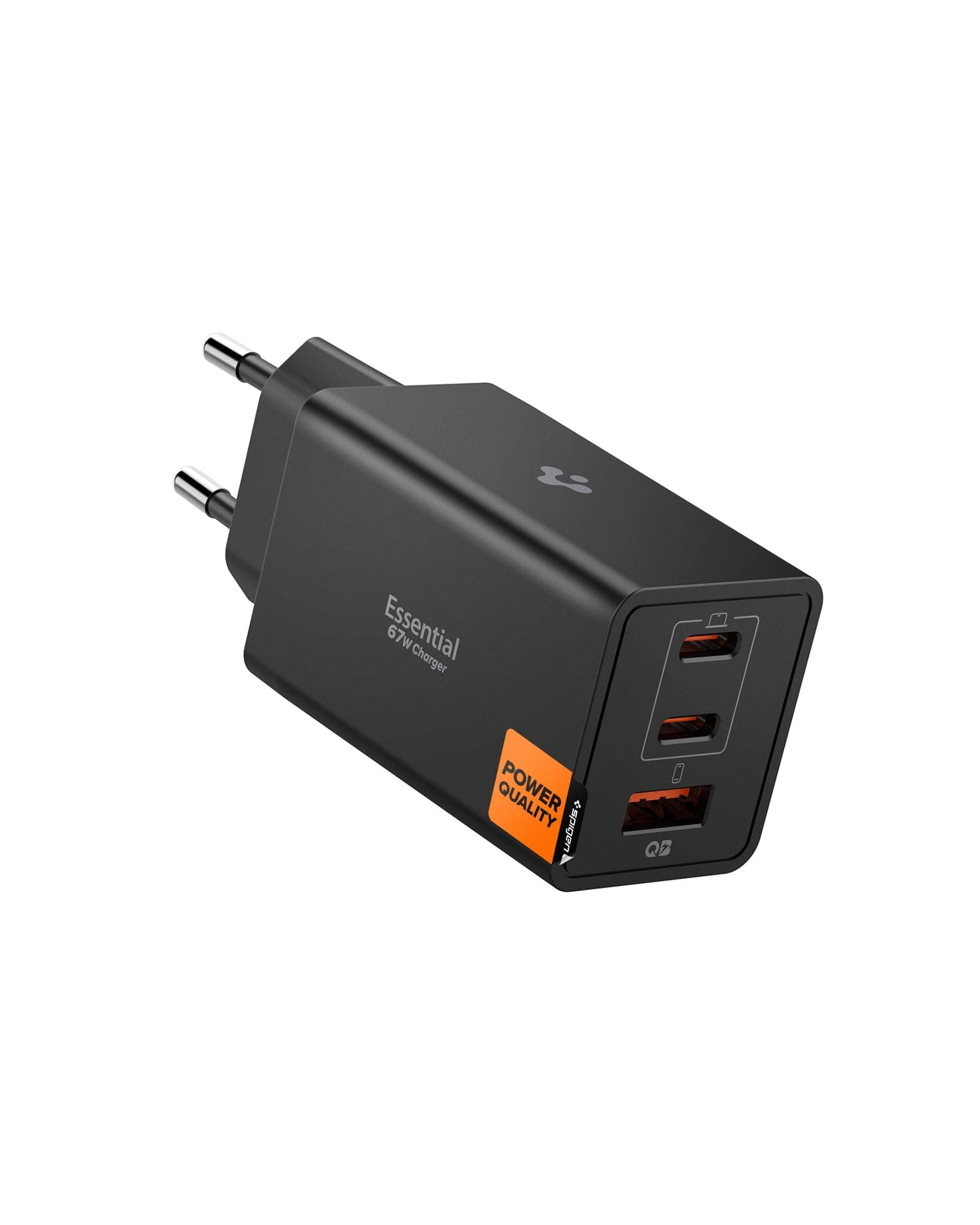 Spigen 67W USB-C + USB-A 3 Port Hızlı Şarj Aleti PPS 3.0 Super Hızlı Şarj GaN Pro Isı Düşürücü Güç Adaptörü Akım Koruma iPhone & Android & iPad & MacBook Type-C Black - ACH09458