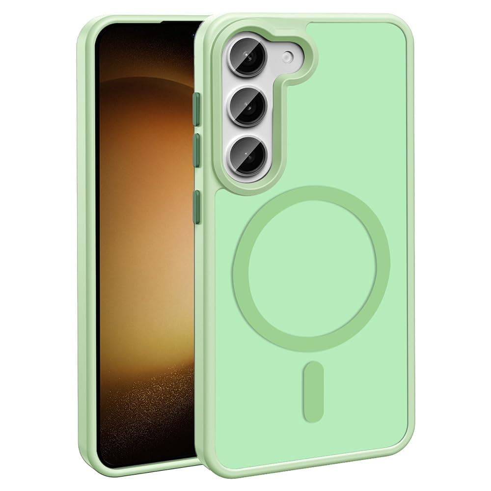 Zore Galaxy ile uyumlu S24 FE Kılıf M-safe Şarj Özellikli Mat Arka Yüzey Zore Sio Kapak Açık Yeşil