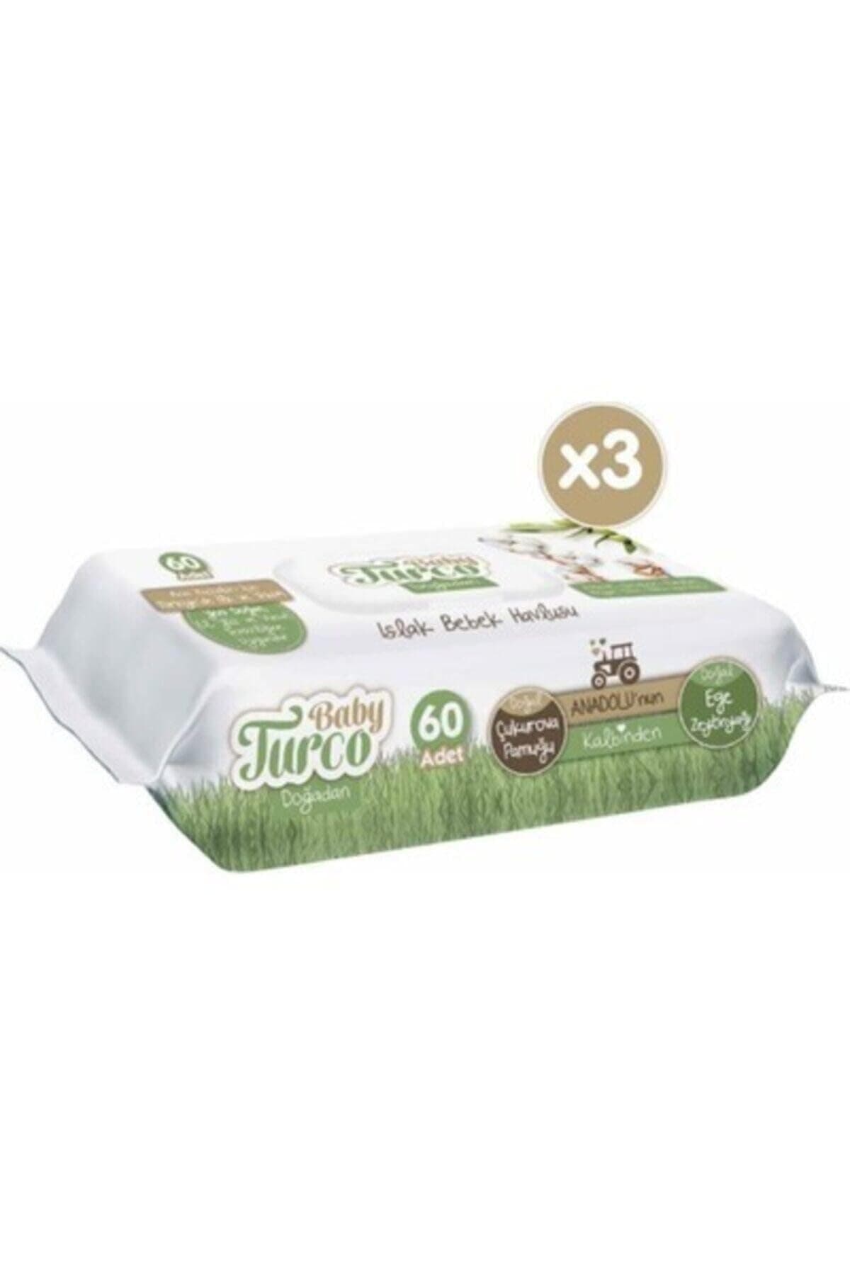 Baby Turco Doğadan Islak Bebek Havlusu, 3'lü paket, 180 Yaprak