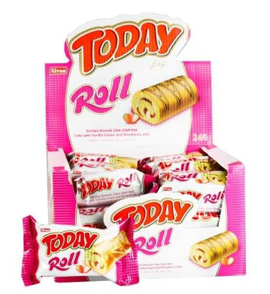 Elvan Today Swiss Roll Çilek Kremalı Kek 35 gr 24 Adet (1 KUTU)