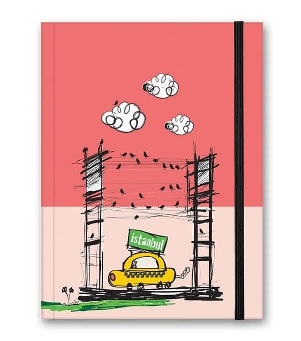 Le Color Renkli İstanbul Defter Çizgili Lastikli Taksi