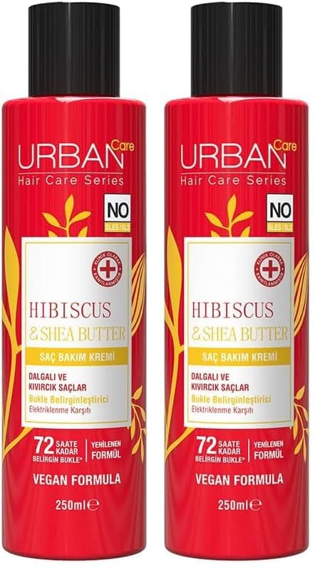 Urban Care Hibiscus & Shea Butter Kıvırcık ve Dalgalı Saçlara Özel Saç Kremi 250ml (2 paketi)