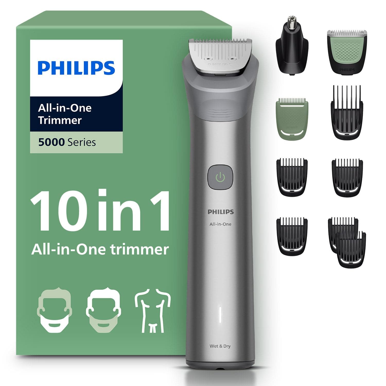 Philips 5000Serisi 10in1, Erkek Bakım Seti,Yüz/Saç/Vücut/Sakal Tıraş Makinesi, Islak&Kuru, MG5922/15