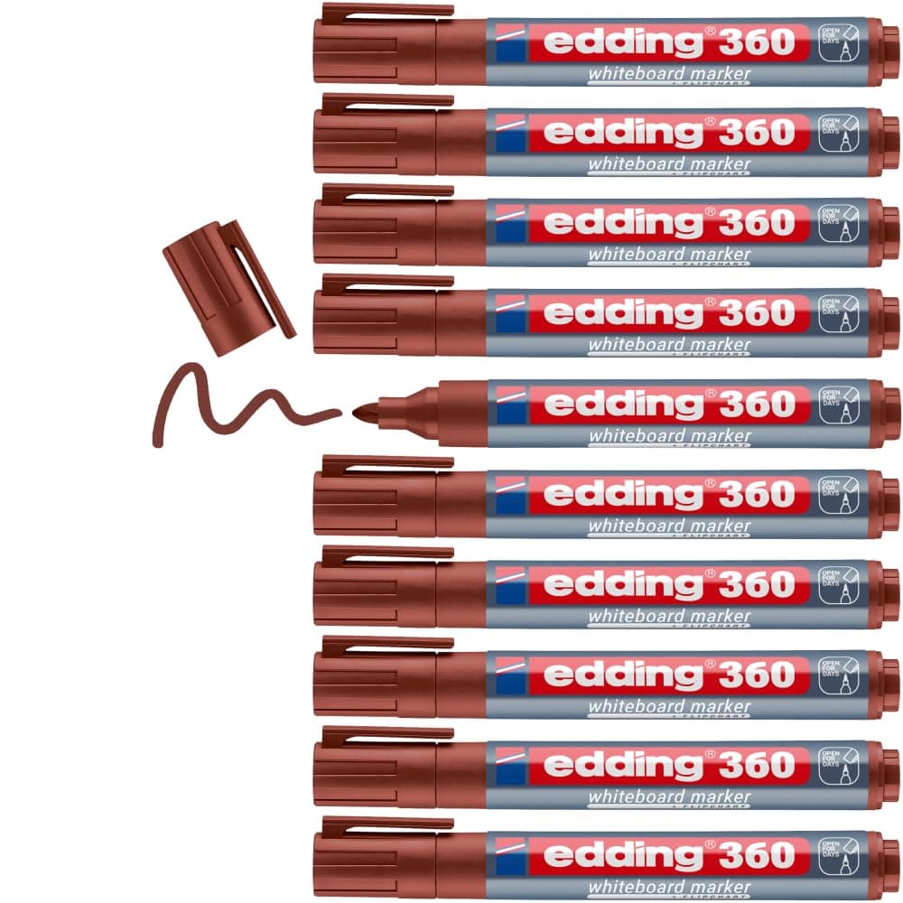 edding 360 beyaz yazı tahtası kalemi kahverengi - 10 kalem