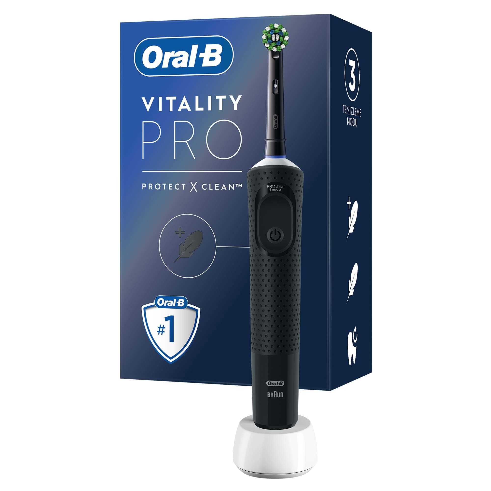Oral-B Şarjlı/Elektrikli Diş Fırçası Vitality Pro Siyah Koruma ve Temizlik