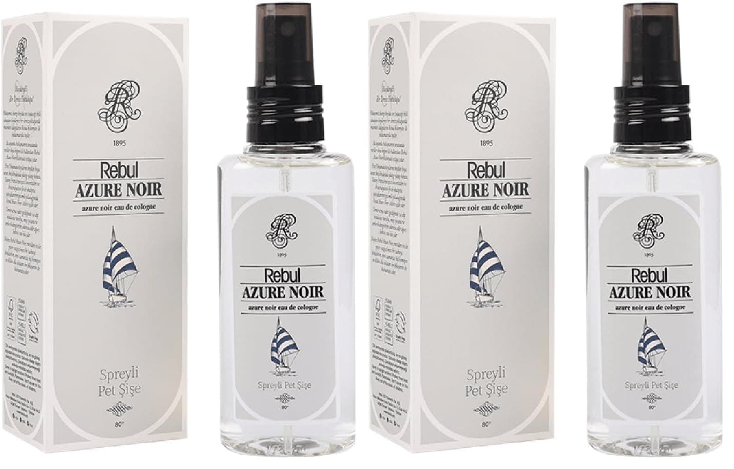 Rebul Azure Noir Eau De Cologne 125 ml 2li paket