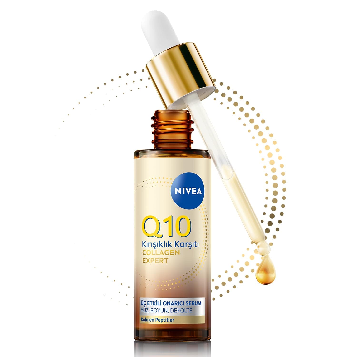NIVEA Kolajen Peptit İçeren Kırışıklık,Sarkma Karşıtı Q10 Collagen Expert Onarıcı Serum 30 ml Bariyer Güçlendirici,Seramid