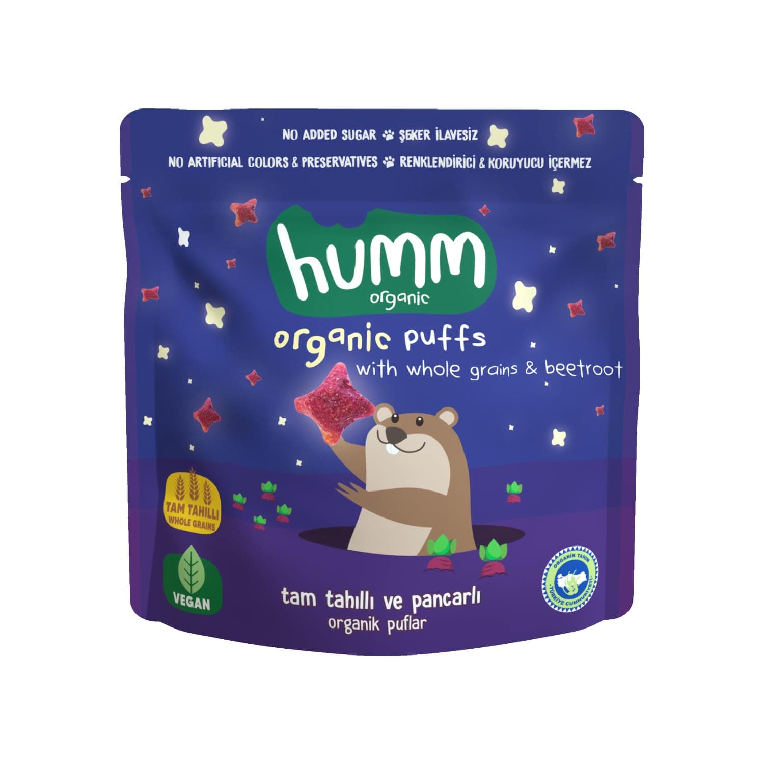 humm organic Organik Pancarlı ve Tam Tahıllı Puflar, 1 Paket (6 paketi)