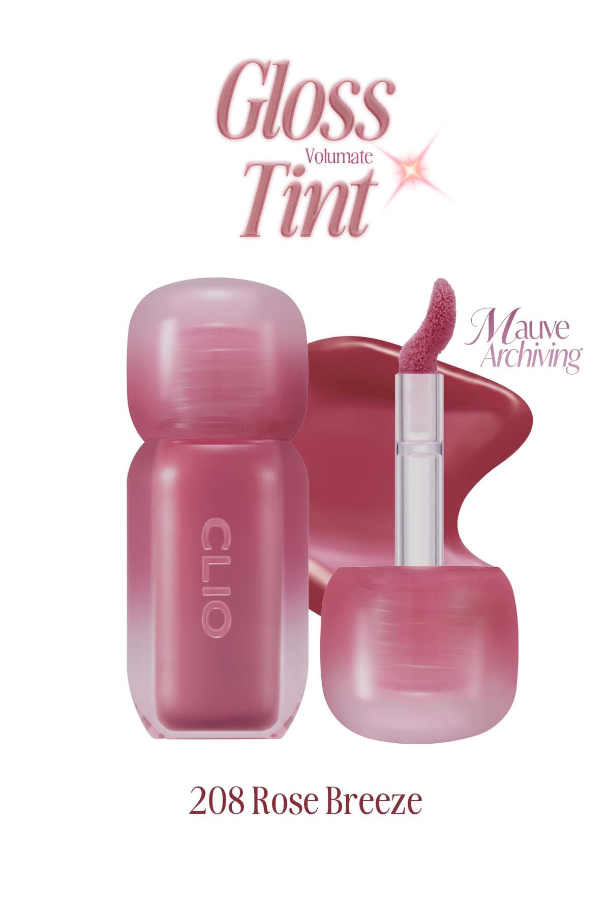 CLIO Pigmentli, Parlak Bitişli Dolgunlaştırıcı Lip Gloss Volumate Gloss 208 Rose Breeze