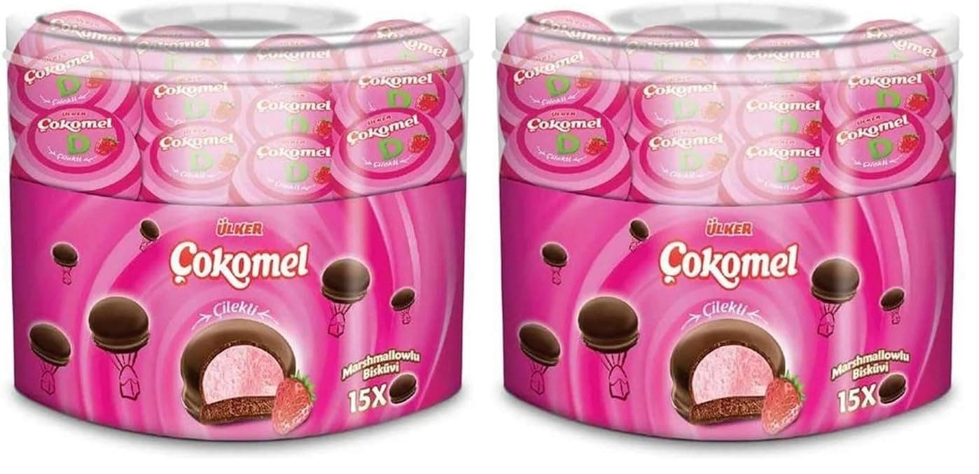 ÜLKER Çokomel Marshmallow Çilekli 15x12 Gram 2li paket