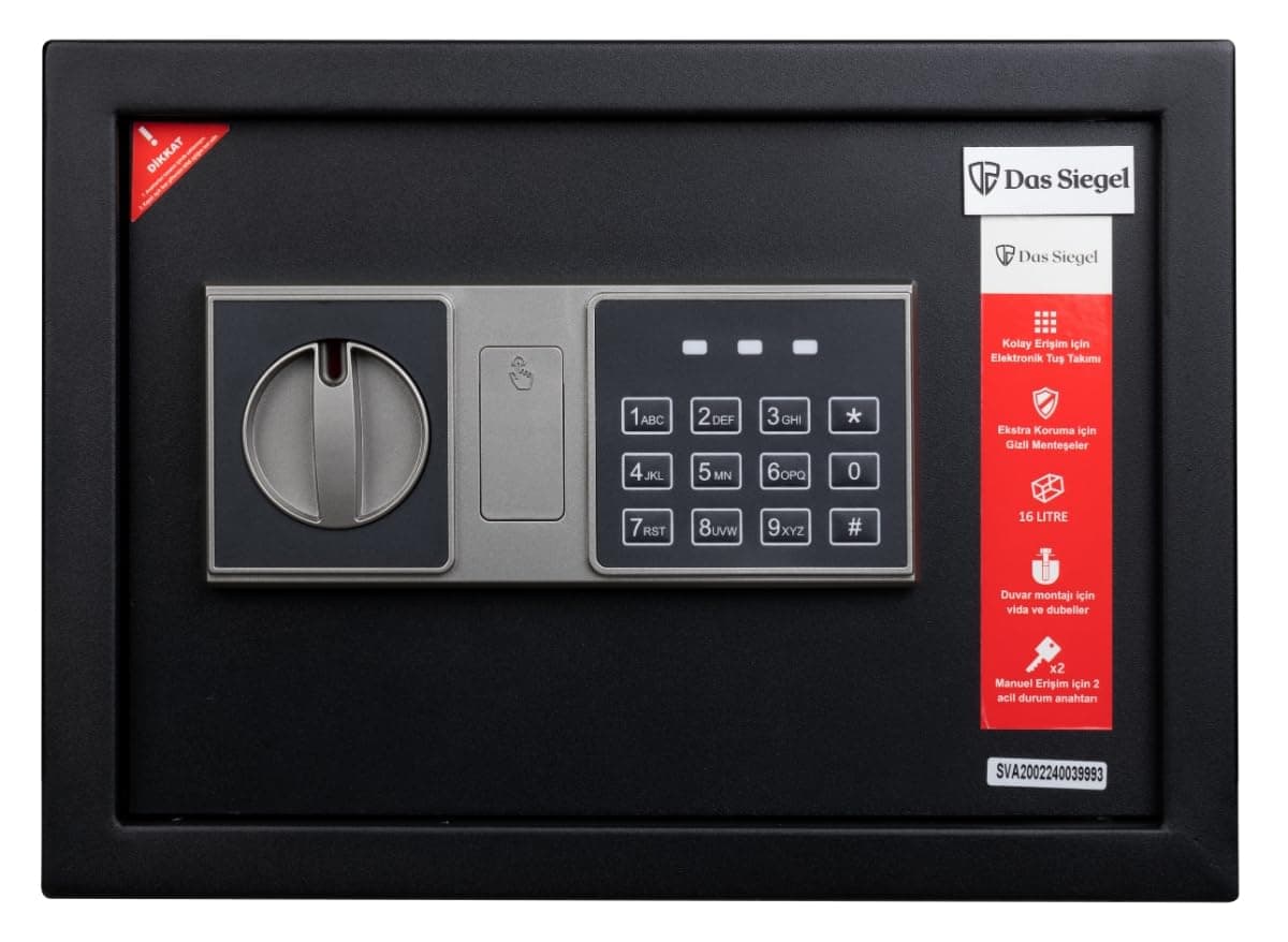 Das Siegel Çelik Elektronik Şifreli Ve 2 Anahtarlı Para Değerli Eşya Ofis Ev Otel Kasası 25DSB