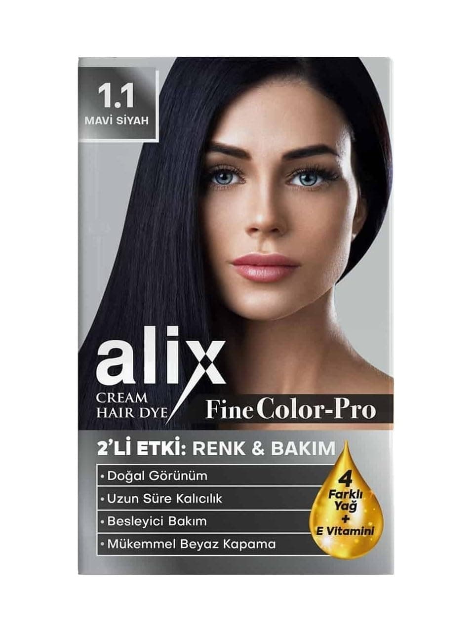 Alix Kit Saç Boyası 50 ml 1.1 Mavi Siyah