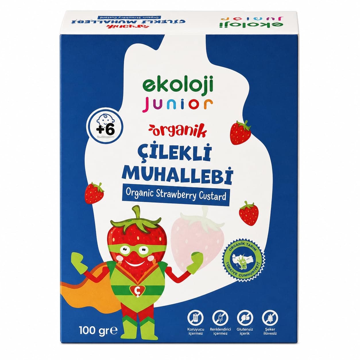Ekoloji Market Organik Junior Glutensiz Muhallebi Çilekli 100 gr