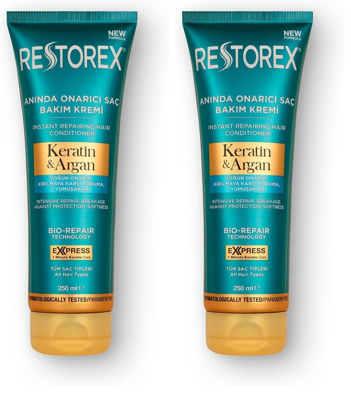 Restorex Keratin & Argan Onarıcı Saç Bakım Kremi 250 Ml - Yıpranmış Ve Hasar Görmüş Saçlar (2 paketi)