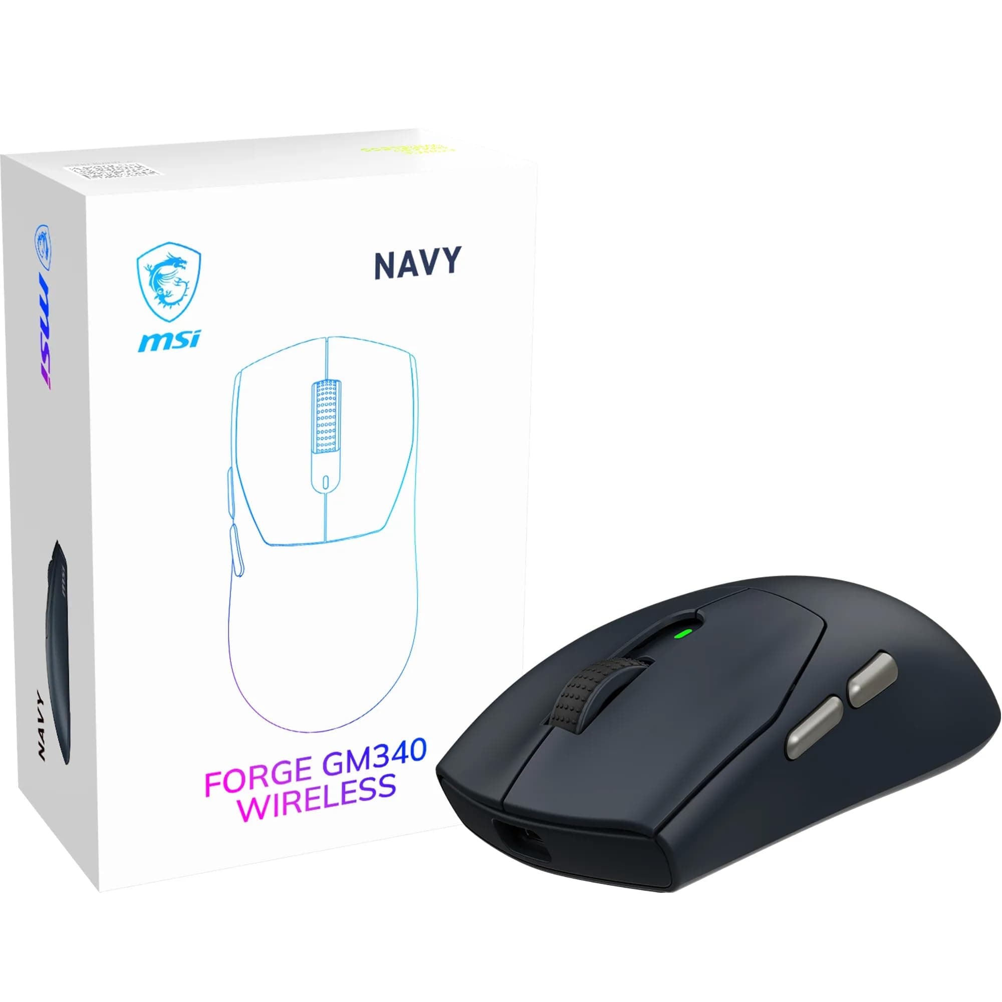 MSI GG FORGE GM340 W NAVY GAMING MOUSE MAX 12000 DPI 57GR KABLOSUZ OPTIK SENSOR OYUNCU FARESI