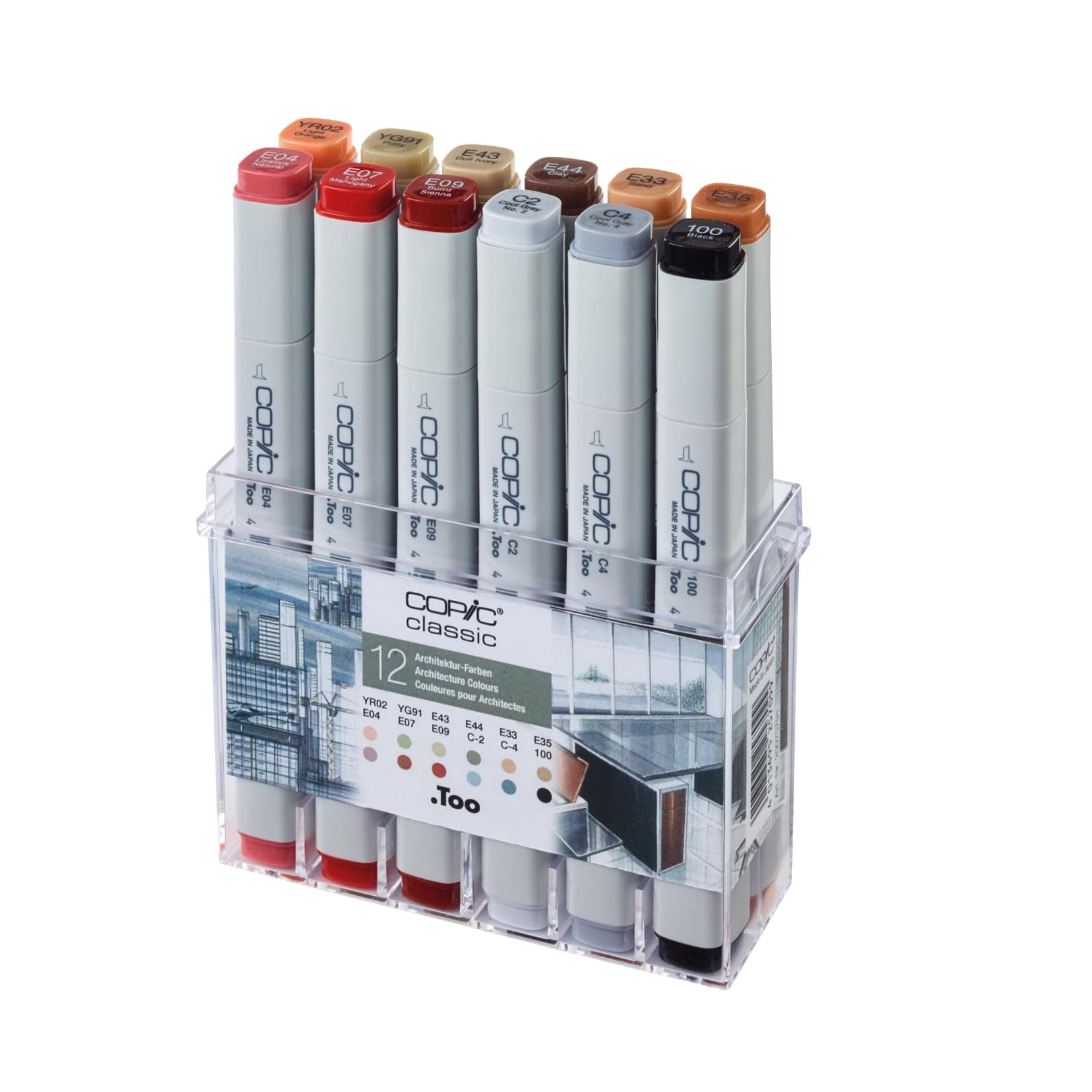 Copic Classic mimarisi-Set Marker 12-ER set YR02, YG91, E43, E44, E33, E35, E04, E07, E09, C2, C4, 100