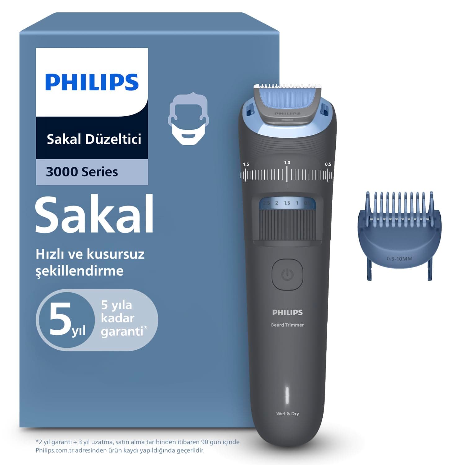 Philips Sakal Düzeltici, 20 Uzunluk, Kendiliğinden Bilenen Bıçaklar, Islak & Kuru Kullanım,BT3617/15