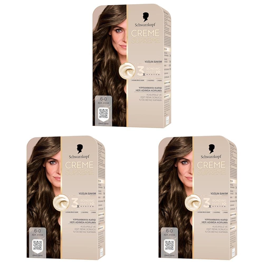 Schwarzkopf Creme Supreme Saç Boyası 6-0 Açık Kahve (3 paketi)