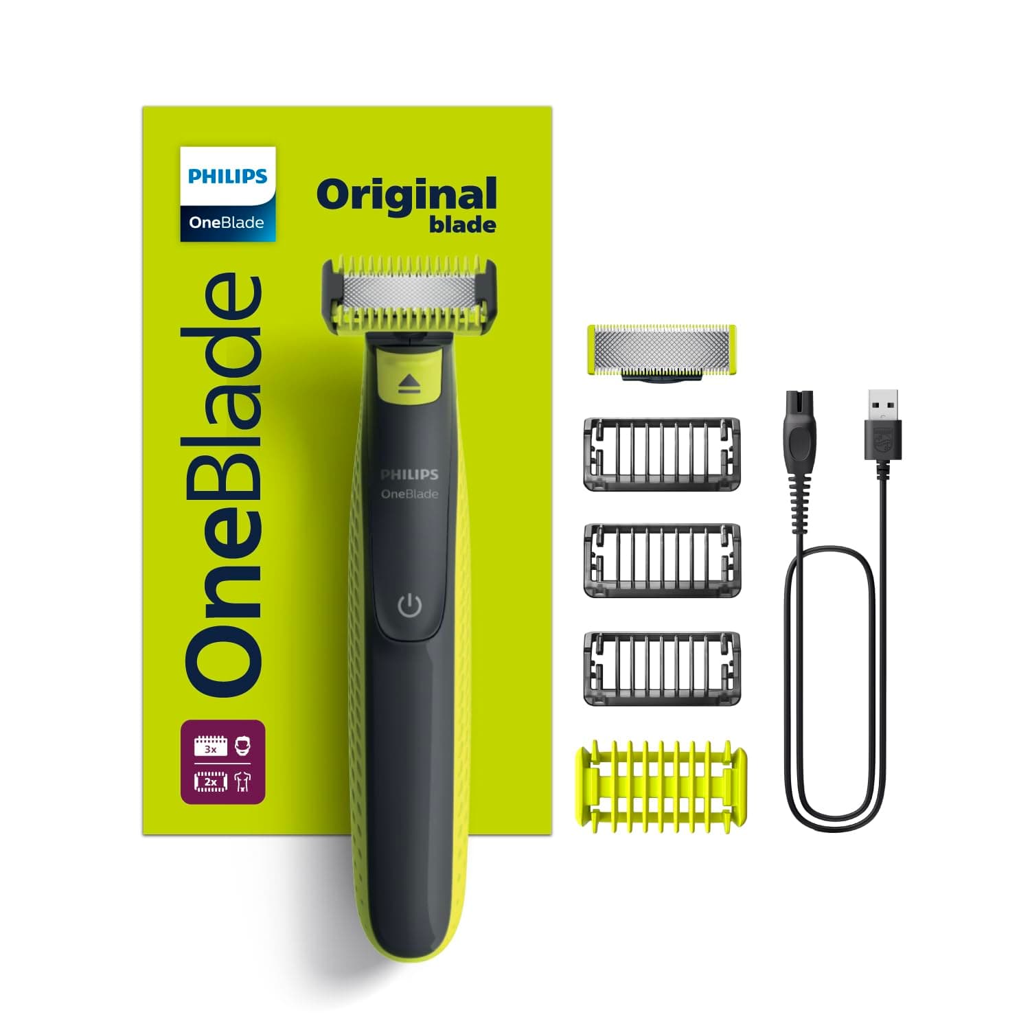 Philips OneBlade QP2824/10 Yüz& Vücut Hibrit Tıraş Makinesi, Islak&Kuru,1 Yedek Bıçak,3 Sakal Tarağı