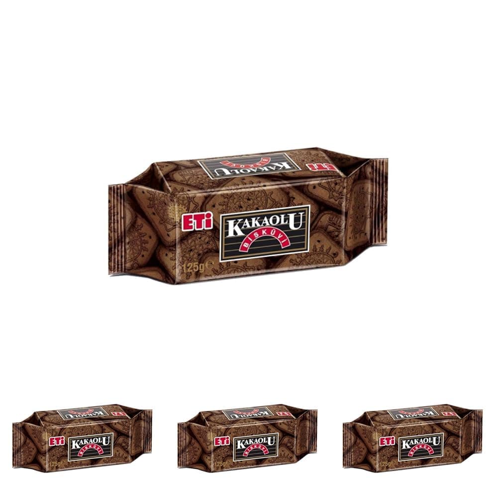 Eti Kakaolu Bisküvi 125 gr Tekli Paket 4lü paket