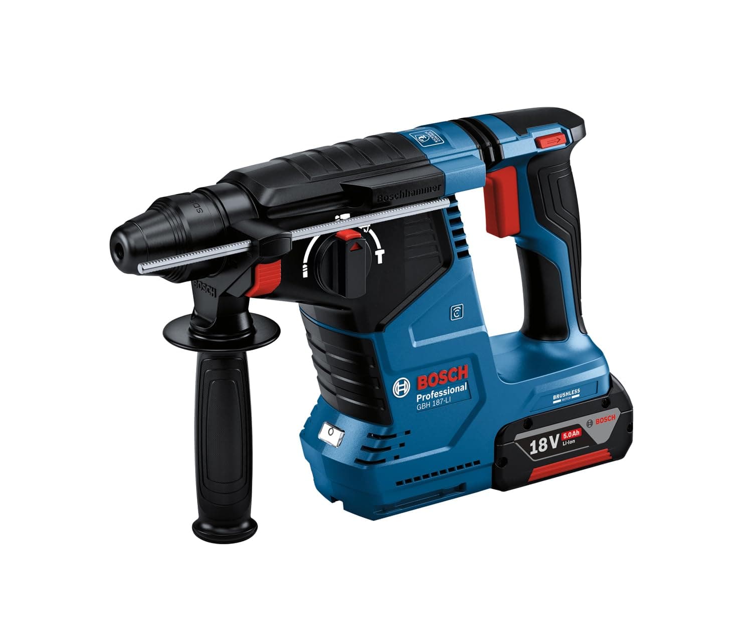Bosch Professional GBH 187-LI Akülü Kırıcı Delici (18 Volt, 1x5,0 Ah Akü, Şarj Cihazı, 2,4 J, Betonda Delme Çapı: 24 mm, Plastik Çanta)